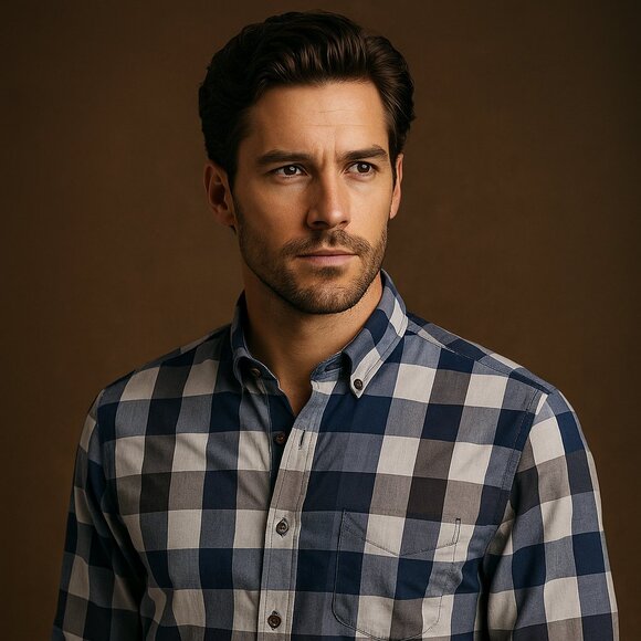 UNTUCKit Blue, Gray & White Plaid Button-Down Shirt – Size Large - Picture 1 of 9